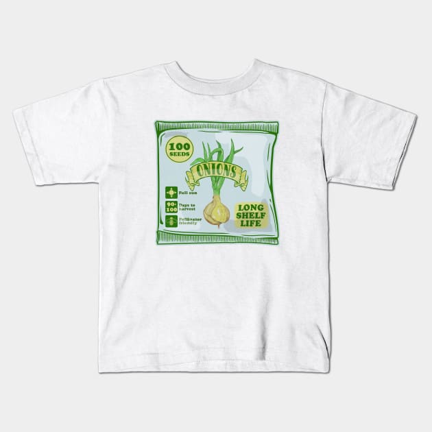 Onion seeds growing vegetable plants Kids T-Shirt by mailboxdisco